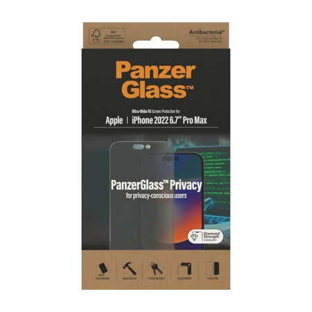 PanzerGlass - Tvrdené Sklo UWF Privacy AB pre iPhone 14 Pro Max