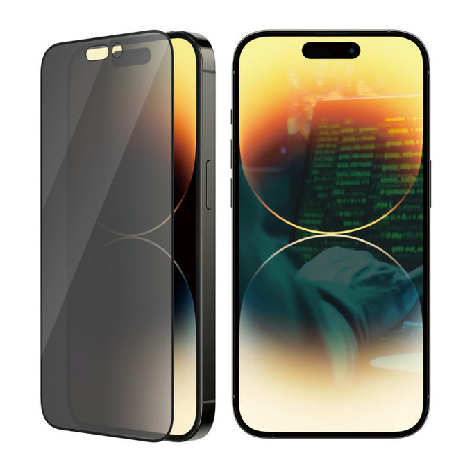 Tvrdené sklo UWF Privacy AB s aplikátorom pre iPhone 14 Pro, Čierna, PanzerGlass