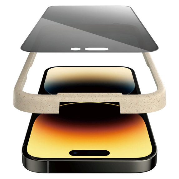 Tvrdené sklo UWF Privacy AB s aplikátorom pre iPhone 14 Pro, Čierna, PanzerGlass