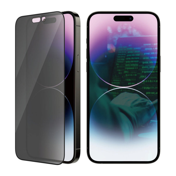 Tvrdené sklo UWF Privacy AB s aplikátorom pre iPhone 14 Pro Max, Čierna, PanzerGlass