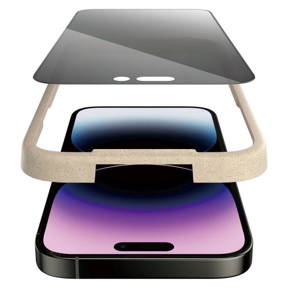 Tvrdené sklo UWF Privacy AB s aplikátorom pre iPhone 14 Pro Max, Čierna, PanzerGlass