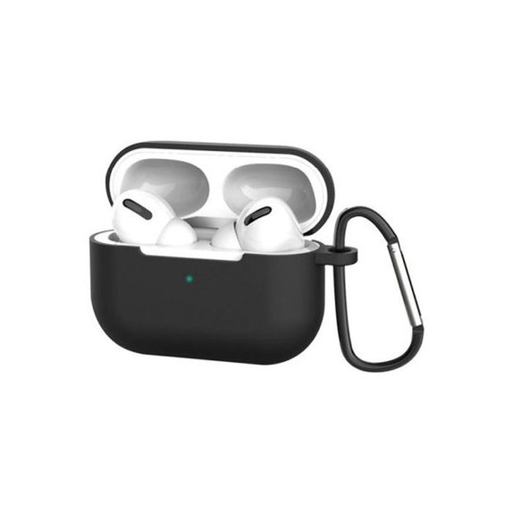 FixPremium - Silikónové Puzdro s Karabinou pre AirPods Pro, čierna