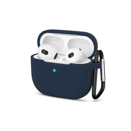 FixPremium - Silikónové Puzdro s Karabinou pre AirPods 3, modrá