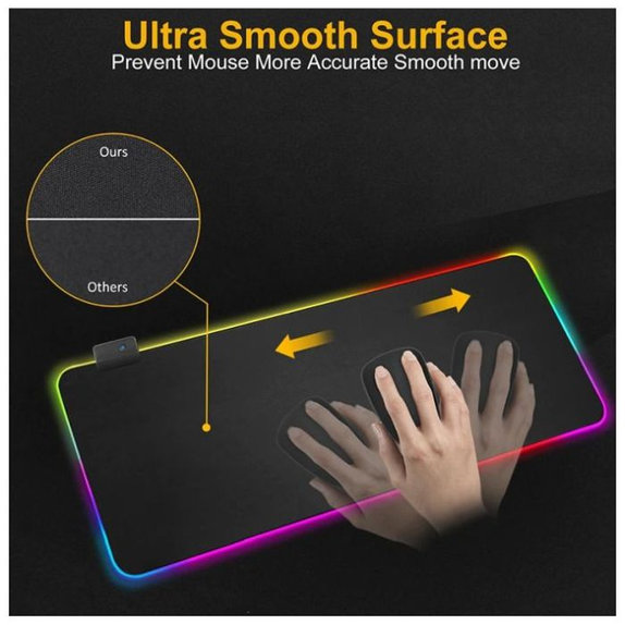 FixPremium - Podložka pod Myš a Klávesnicu s RGB Podsvietením, 90x40cm, čierna