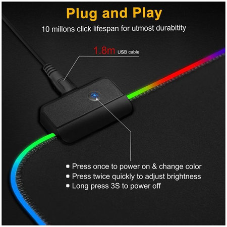FixPremium - Podložka pod Myš a Klávesnicu s RGB Podsvietením, 90x40cm, čierna