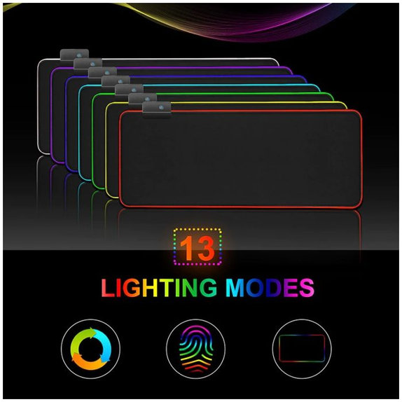 FixPremium - Podložka pod Myš a Klávesnicu s RGB Podsvietením, 90x40cm, čierna