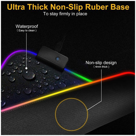 FixPremium - Podložka pod Myš a Klávesnicu s RGB Podsvietením, 90x40cm, čierna