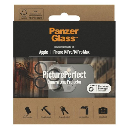 PanzerGlass - Ochranný Kryt Objektívu Fotoaparátu PicturePerfect pre iPhone 14 Pro a 14 Pro Max, transparentná