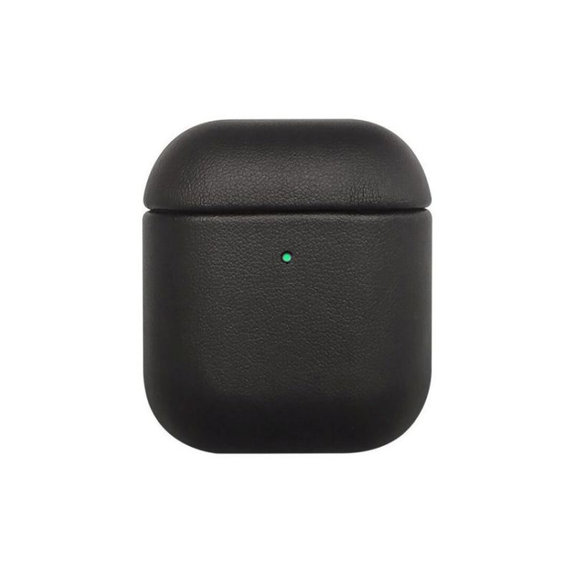 FixPremium - Kožené Puzdro pre AirPods 1 a 2, čierna