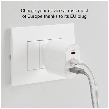 SBS - 45W Nabíjací Adaptér USB, 2x USB-C, PowerDelivery, biela