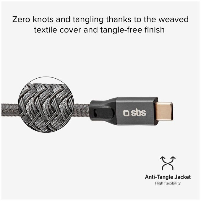 SBS - Thunderbolt 3 Kábel (USB-C) Kábel s PowerDelivery 240W (1m), šedá