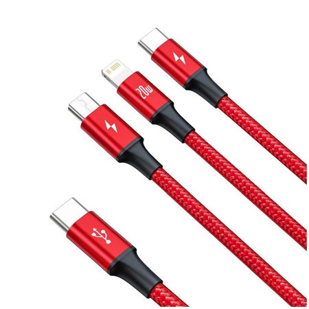 Baseus - Kábel - USB-C 3v1 (USB-C, Lightning, Micro-USB) (1.5m), zelená