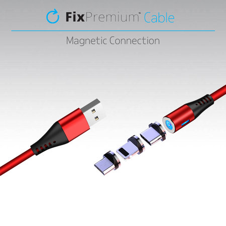 FixPremium - Lightning / USB Magnetický Kábel (2m), červená