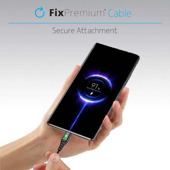 FixPremium - USB-C / USB Kábel s LED Indikátorom (1m), čierna
