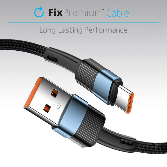 FixPremium - USB-C / USB Kábel s Rýchlym Nabíjaním (1m), čierna