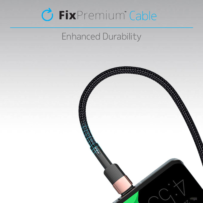 FixPremium - USB-C / USB Kábel s Rýchlym Nabíjaním (2m), čierna