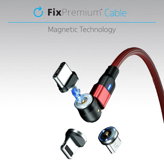 FixPremium - USB-C / USB Magnetický Kábel (1m), čierna