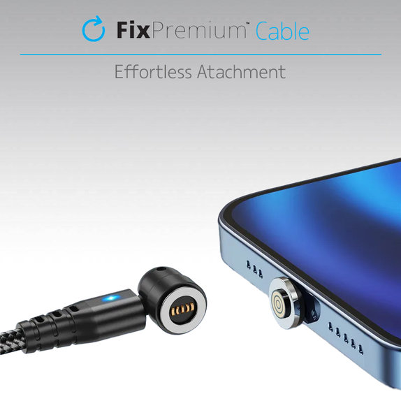 FixPremium - USB-C / USB Magnetický Kábel (1m), čierna