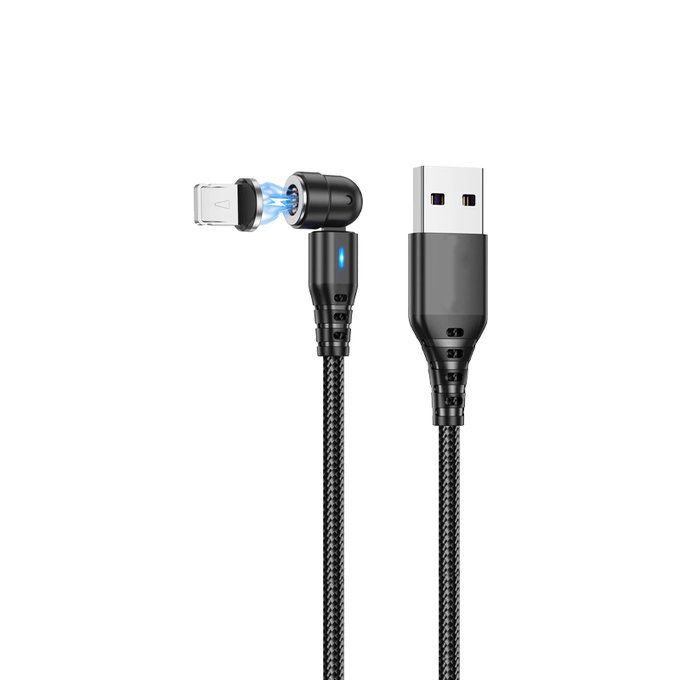 FixPremium - Lightning / USB Magnetický Kábel (1m), čierna