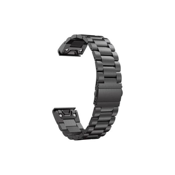 FixPremium - Remienok z Nehrdzavejúcej Ocele pre Garmin (QuickFit 22mm), čierny
