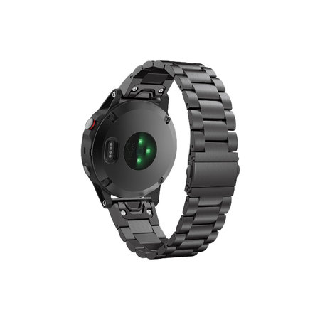FixPremium - Remienok z Nehrdzavejúcej Ocele pre Garmin (QuickFit 22mm), čierny