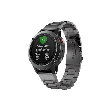 FixPremium - Remienok z Nehrdzavejúcej Ocele pre Garmin (QuickFit 22mm), čierny