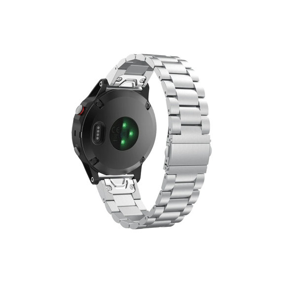 FixPremium - Remienok z Nehrdzavejúcej Ocele pre Garmin (QuickFit 22mm), strieborný
