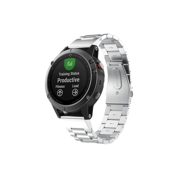 FixPremium - Remienok z Nehrdzavejúcej Ocele pre Garmin (QuickFit 22mm), strieborný