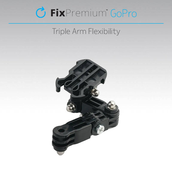 FixPremium - Trojramenný Držiak na GoPro, čierny