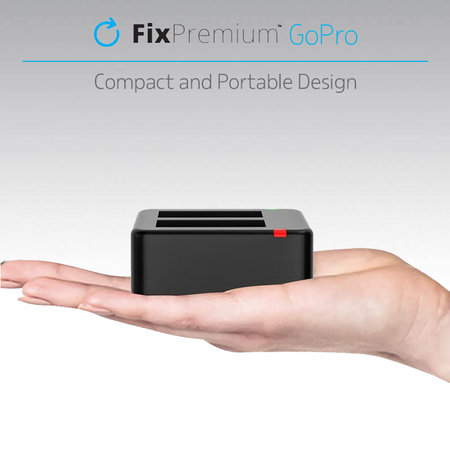 FixPremium - Nabíjacia Stanica pre 2 GoPro Batérie (Hero (2018)/Hero 5/Hero 6/Hero 7/Hero 8), čierna