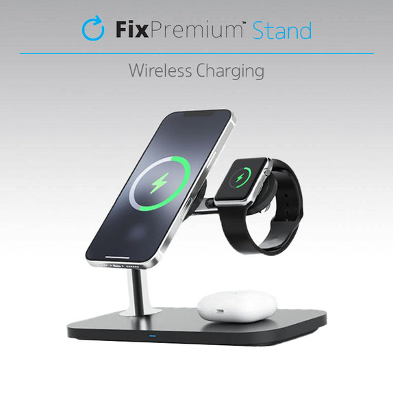 FixPremium - MagSafe Stojan 3v1 pre iPhone, Apple Watch a AirPods, čierna
