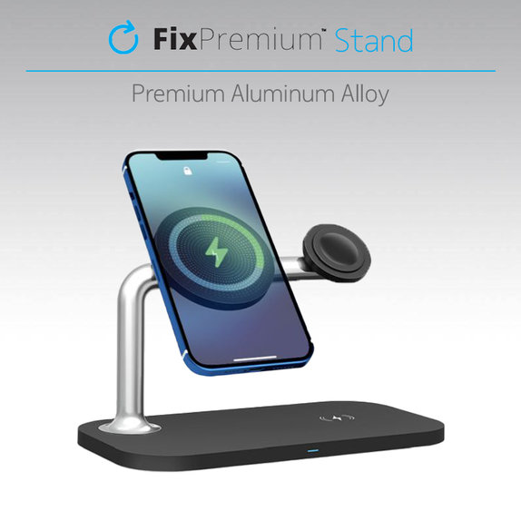 FixPremium - MagSafe Stojan 3v1 pre iPhone, Apple Watch a AirPods, čierna