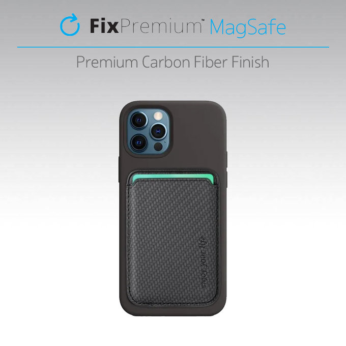 FixPremium - MagSafe Carbon Peňaženka, čierna