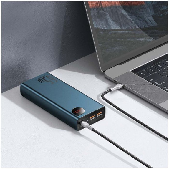 Baseus - 65W PowerBank 20 000 mAh, modrá