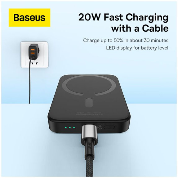 Baseus - MagSafe PowerBank 6000 mAh, biela