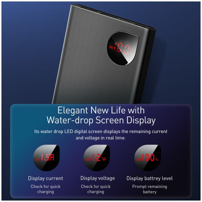 Baseus - PowerBank 20 000 mAh, čierna