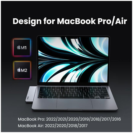 UGREEN - Dual USB-C Hub 7v1, sivá