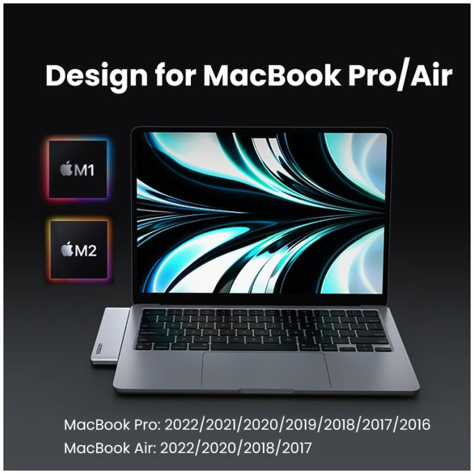 UGREEN - Dual USB-C Hub 7v1, sivá