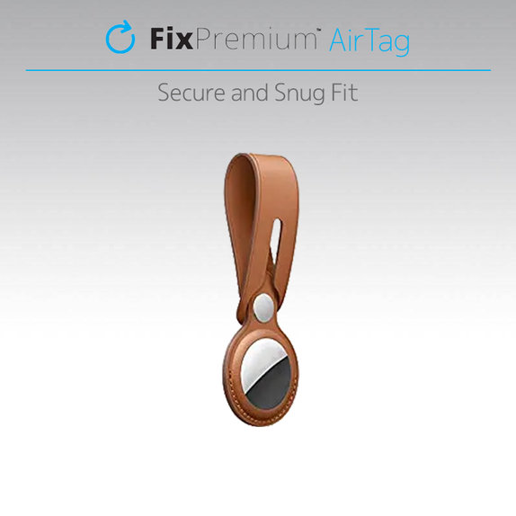 FixPremium - Kožená Kľúčenka pre AirTag, hnedá