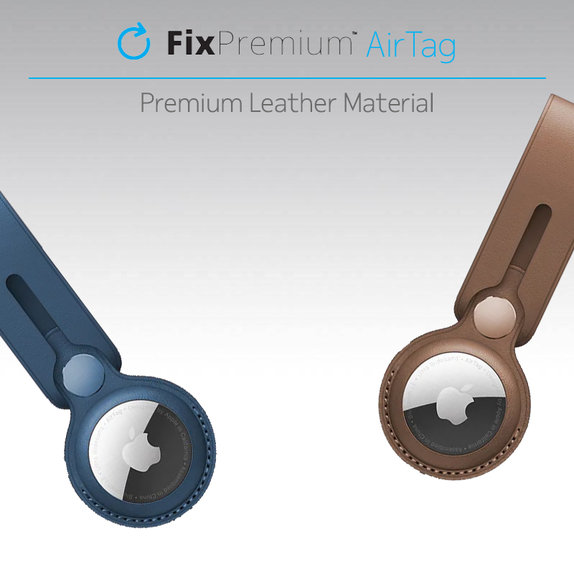 FixPremium - Kožená Kľúčenka pre AirTag, hnedá