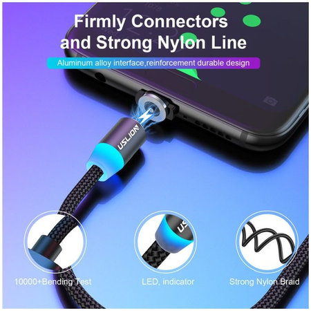 USLION - USB-C / USB Magnetický Kábel (1m), modrá