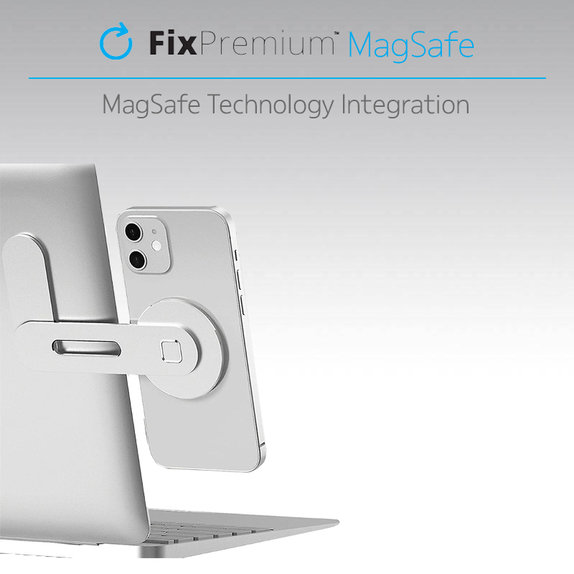 FixPremium - MagSafe Držiak pre iPhone na Notebook, strieborná