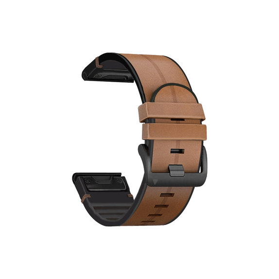 FixPremium - Kožený Remienok pre Garmin (QuickFit 22mm), svetlá hnedá