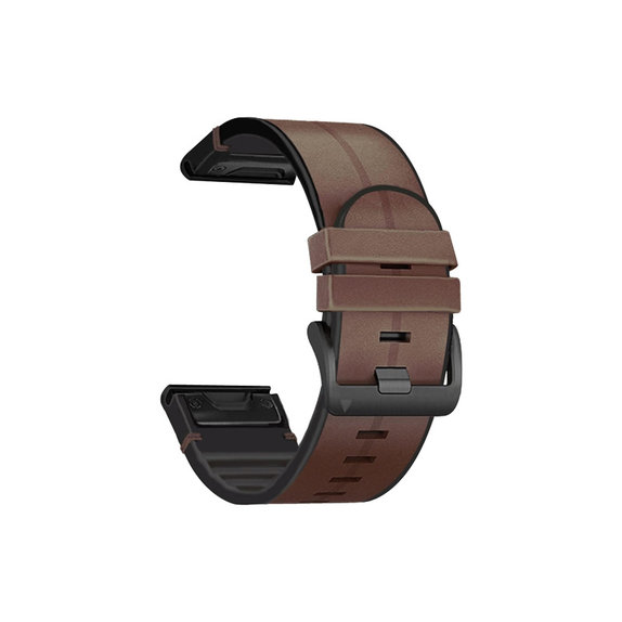 FixPremium - Kožený Remienok pre Garmin (QuickFit 22mm), hnedá