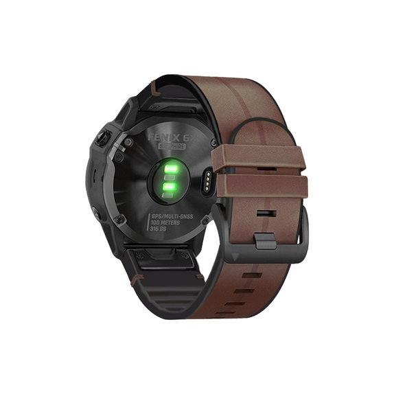 FixPremium - Kožený Remienok pre Garmin (QuickFit 26mm), hnedá