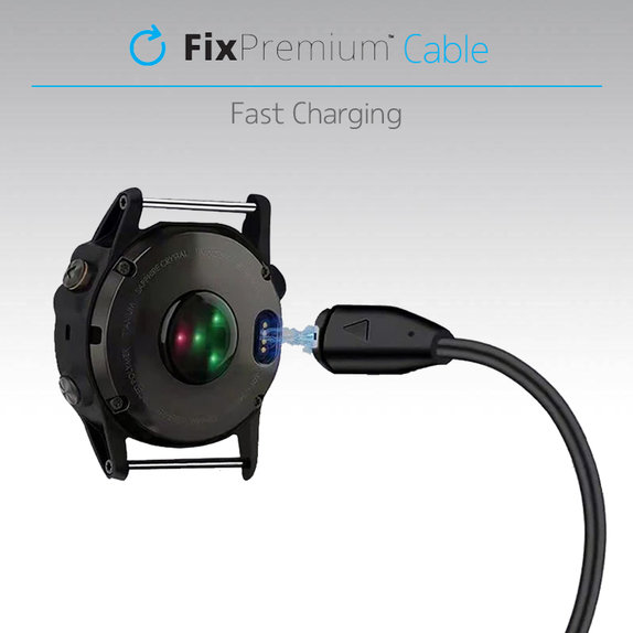FixPremium - Nabíjací Kábel pre Garmin Hodinky, čierna