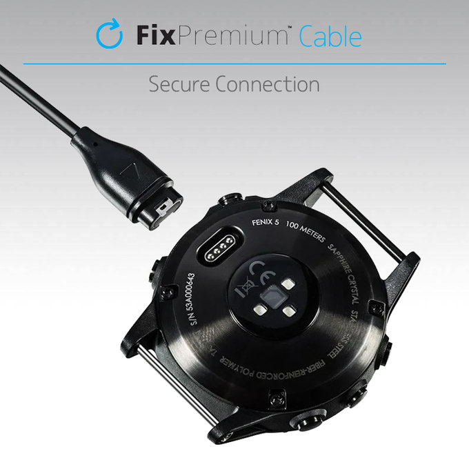 FixPremium - USB-C Nabíjací Kábel pre Garmin Hodinky, čierna