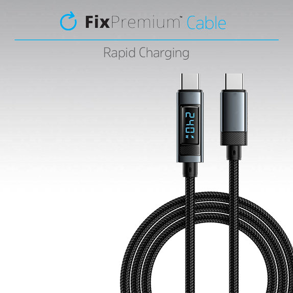 FixPremium - USB-C / USB-C Kábel s Funkciou Power Delivery (1m), čierna