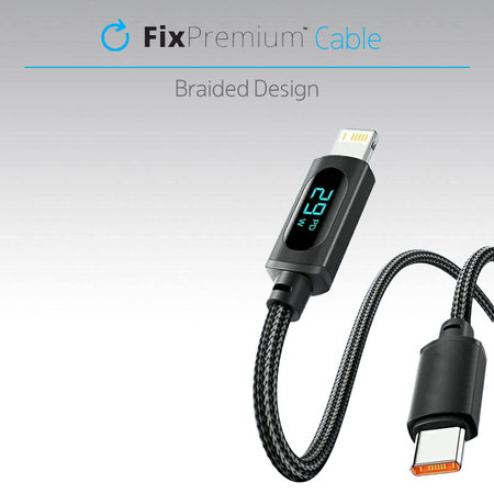 FixPremium - USB-C / USB Kábel s Funkciou Power Delivery (1m), čierna