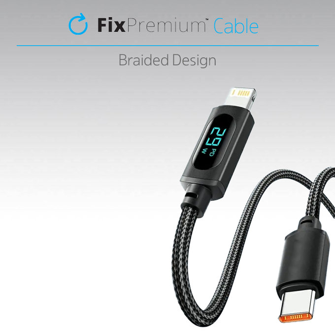 FixPremium - USB-C / USB Kábel s Funkciou Power Delivery (1m), čierna